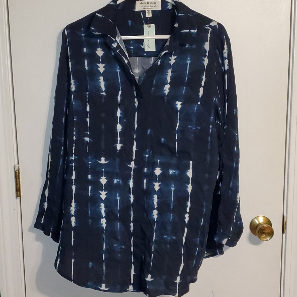 New Anthropology women's 1X cloth & stone tie dye V-neck button down shi…